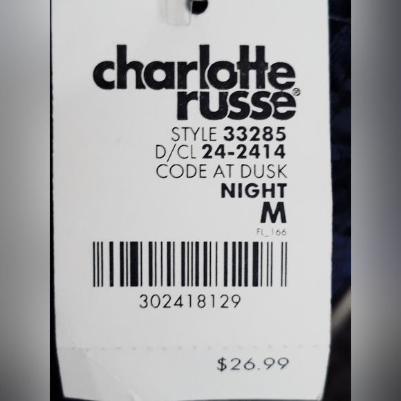 Charlotte Russe Code at Dusk Lace Bodycon Dress - Navy Blue Size Medium - Picture 9 of 11